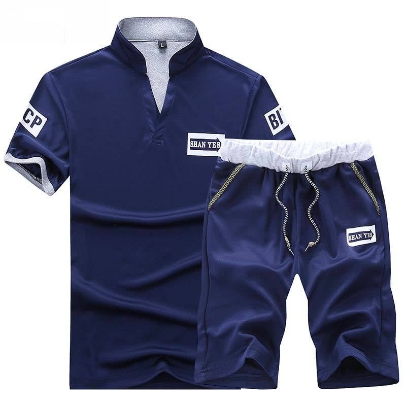 Azul 2 en 1 Camisa de manga corta para hombre Solapa Casual Polo de 2 piezas Azul Azul 2 en 1 Camisa de manga corta para hombre Solapa Casual Polo de 2 piezas Azul